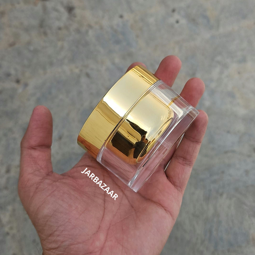 50 Gram Premium Double- Walled Golden Acrylic Cosmetic Jar