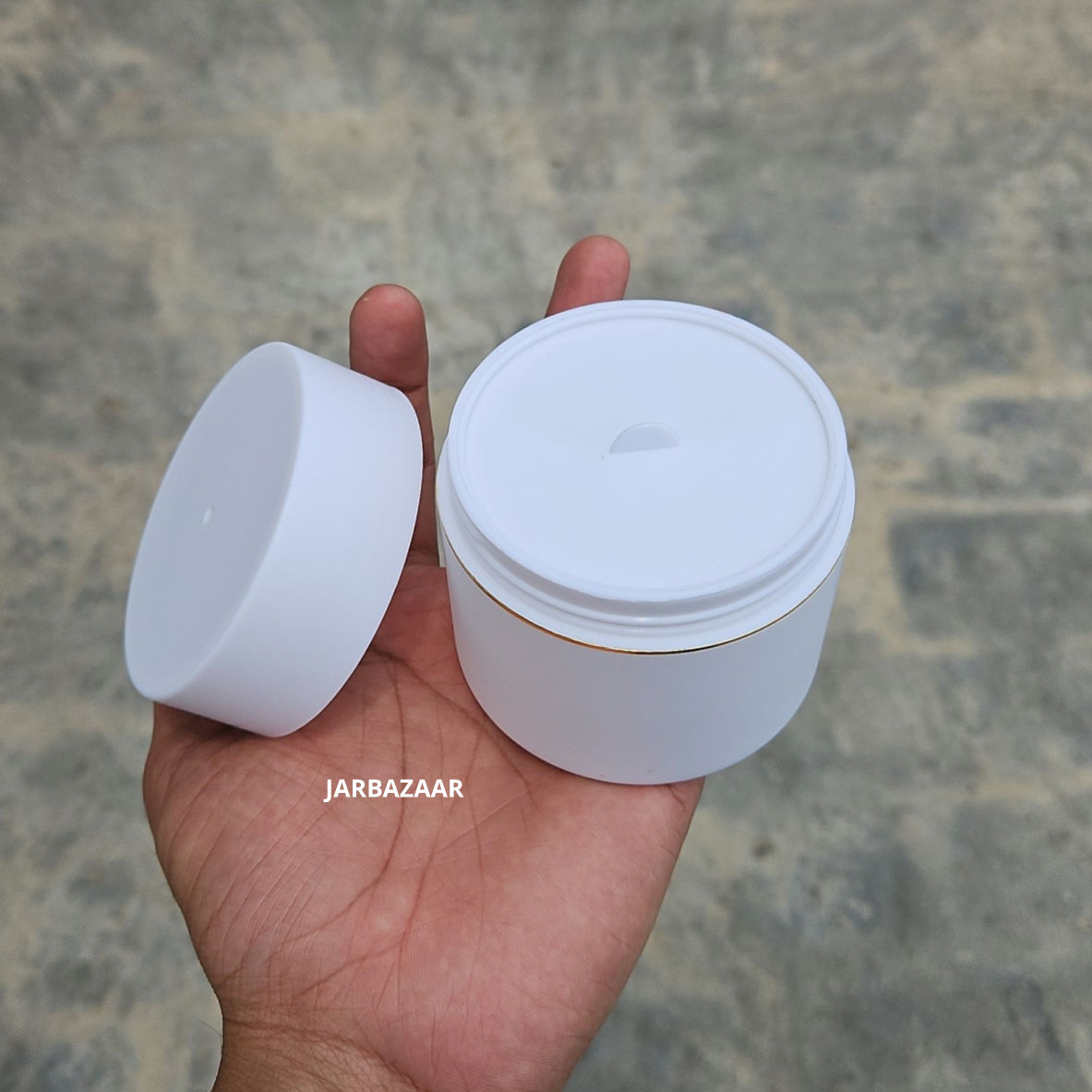 100 Gram Double Wall White Royal Jar (With Golden Lining)