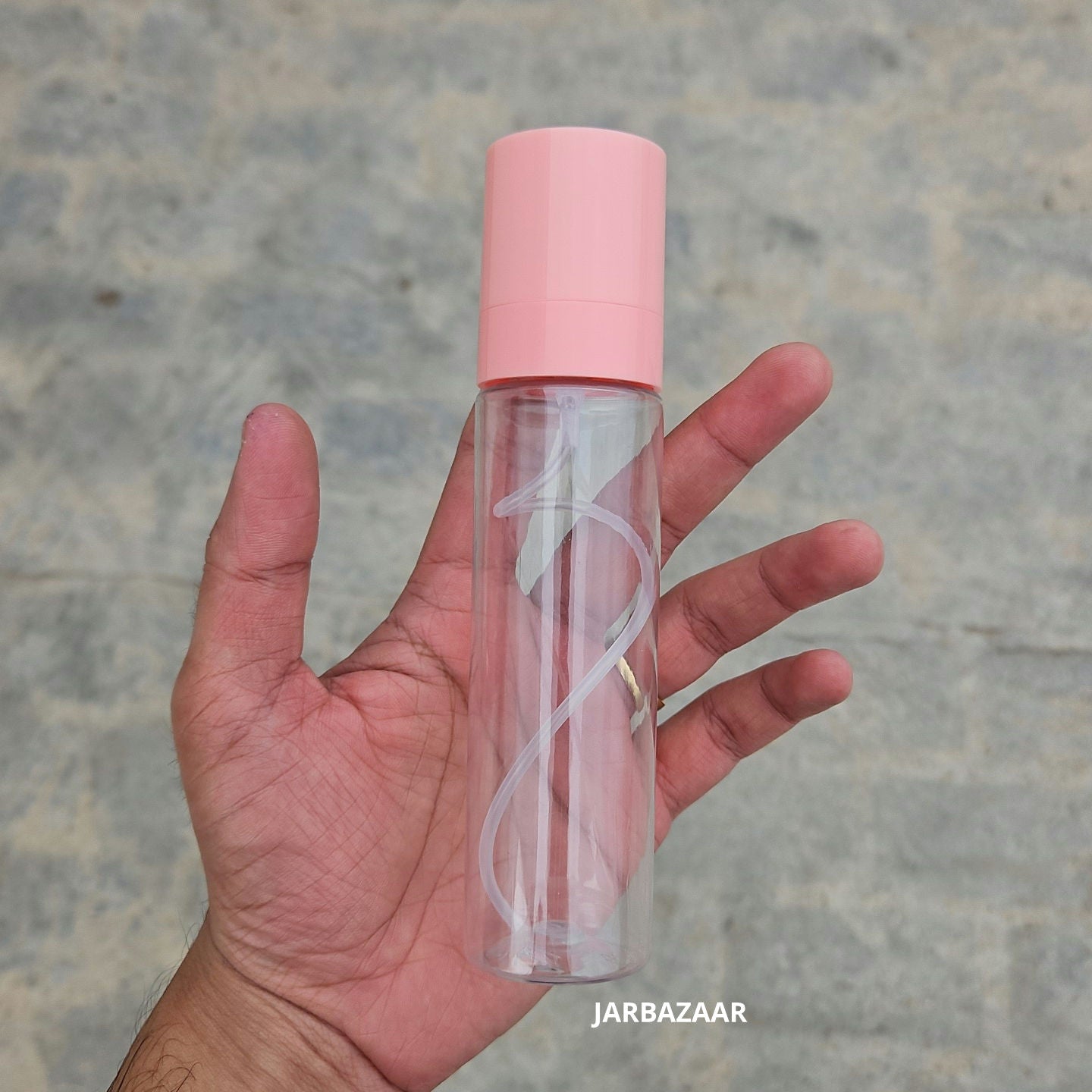 100 ML Sleek Transparent Pet Bottle (With Pink Opaque Spray Pumps)
