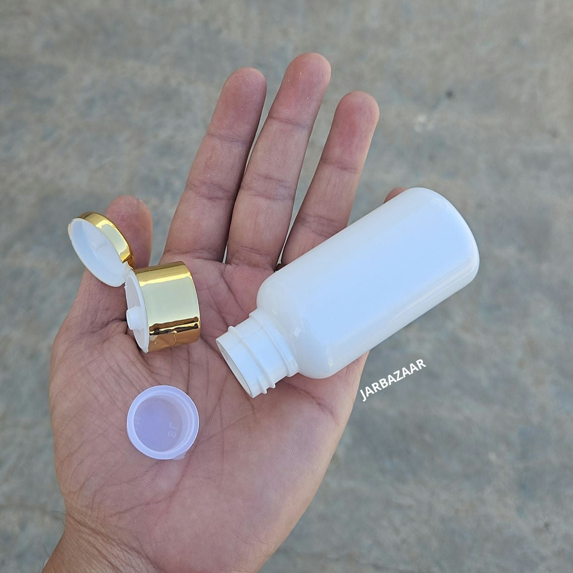 50 ML Boston White Pet Bottle (With Golden Fliptop Caps)