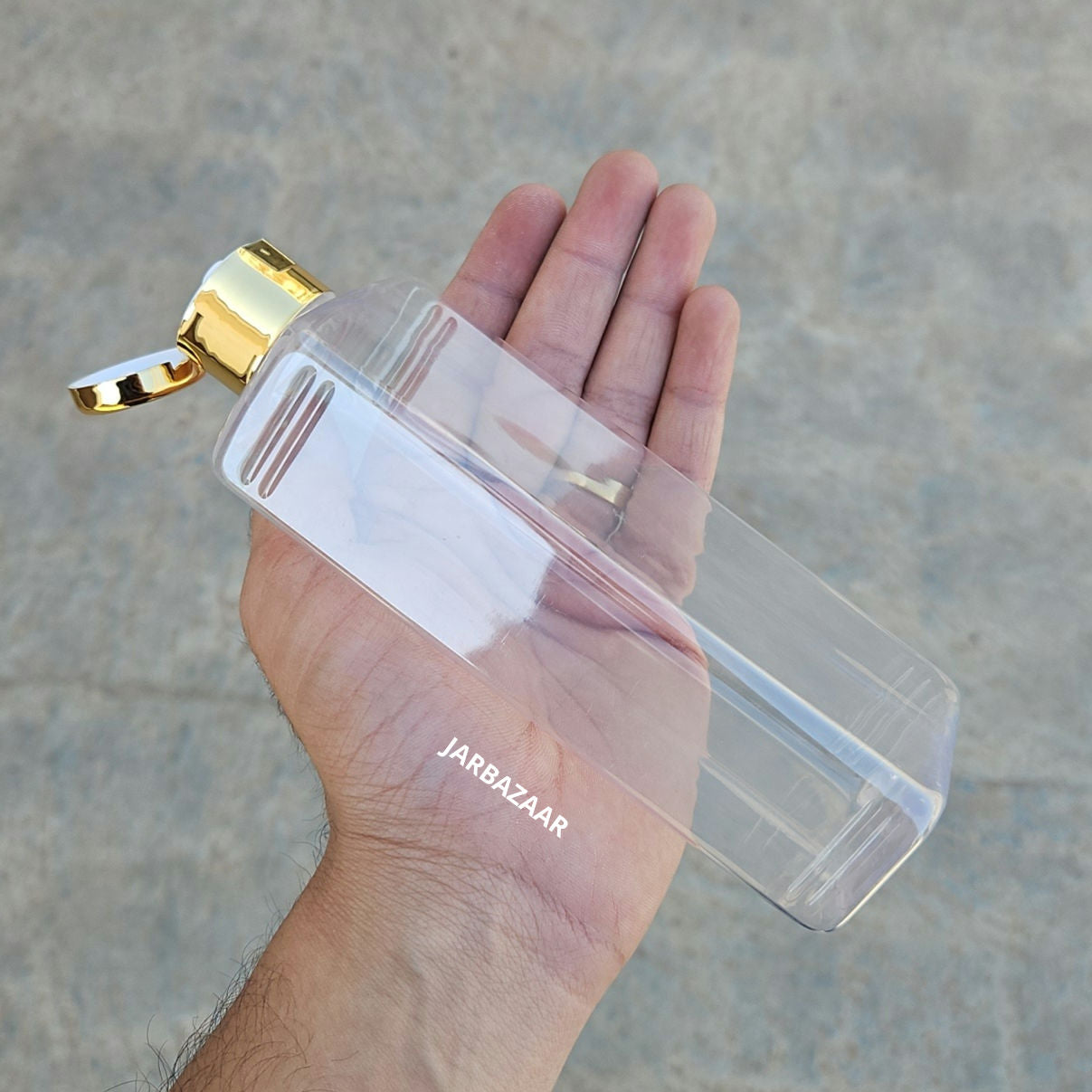 250 ML Rectangle Transparent Pet Bottle (With Golden Fliptop Caps)