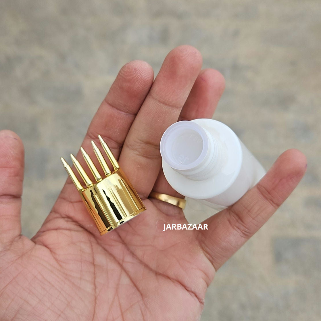 50 ML GLI White Pet Bottle (With Golden Comb Cap)
