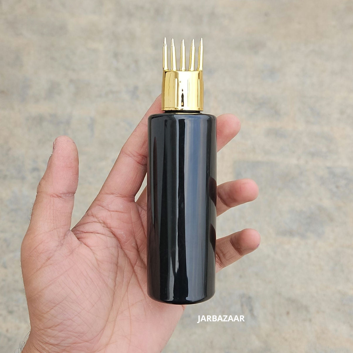 100 ML GLI Black Pet Bottle (With Golden Comb Cap)