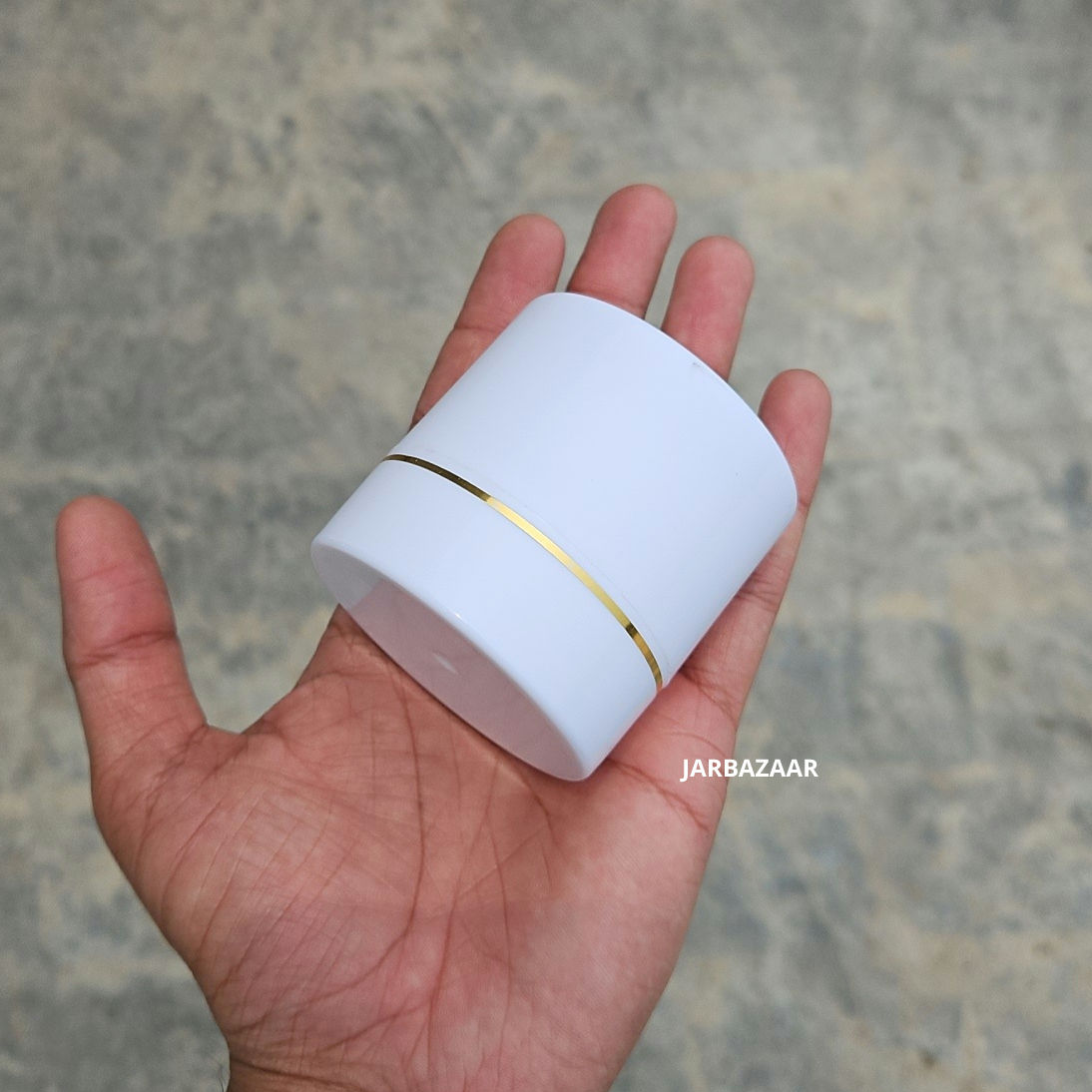 50 Gram Double Wall White Royal Jar (With Golden Lining)