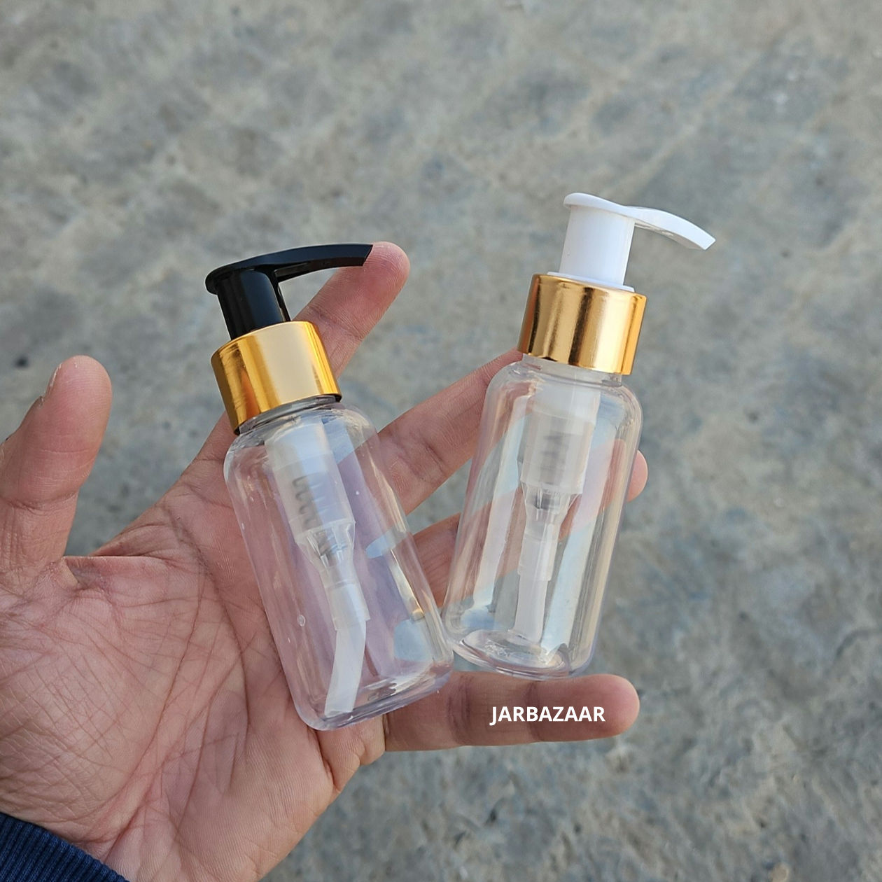50 ML Transparent Boston Dispenser Bottle (Golden Black/Golden White)
