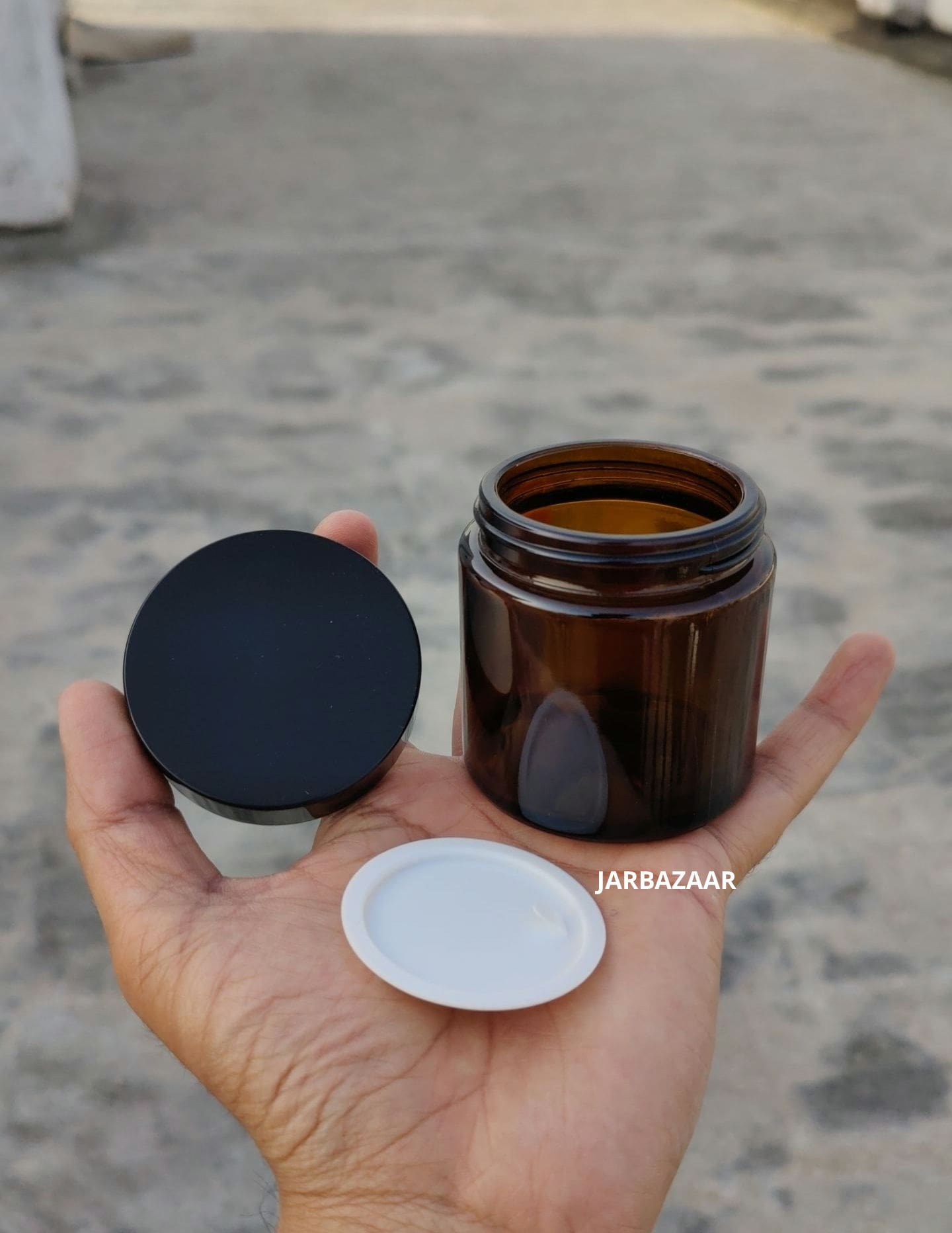 100 Gram Amber Glass Jar (Black Cap)