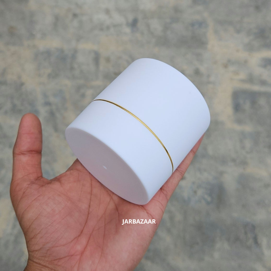 100 Gram Double Wall White Royal Jar (With Golden Lining)