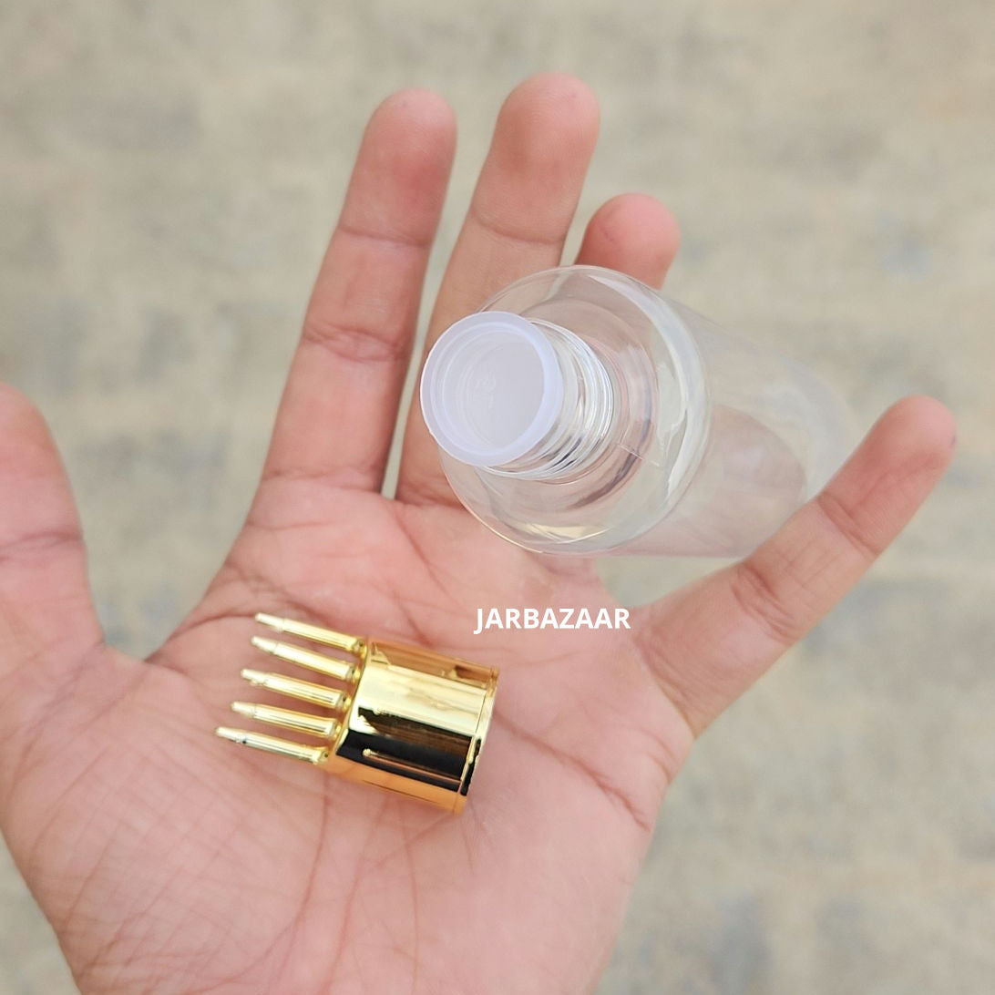 100 ML GLI Transparent Pet Bottle (With Golden Comb Cap)