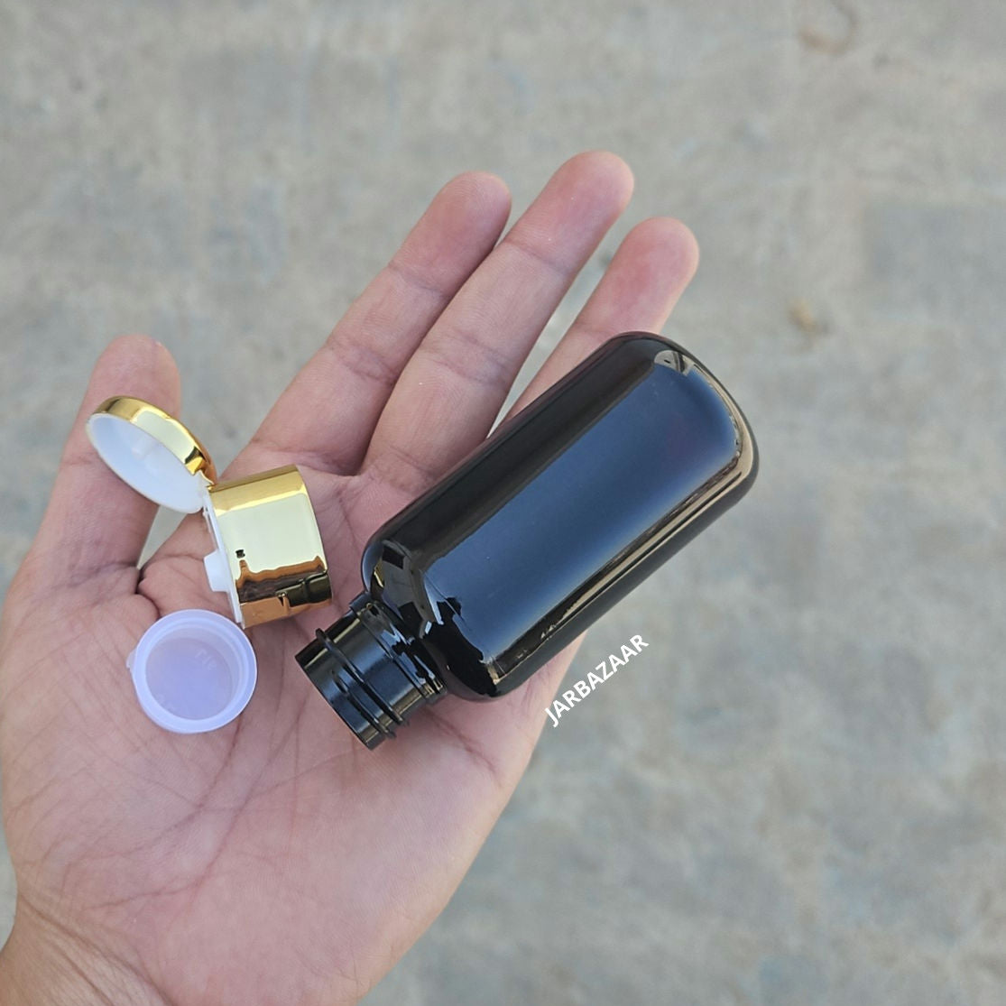 50 ML Boston Black Pet Bottle (With Golden Fliptop Caps)