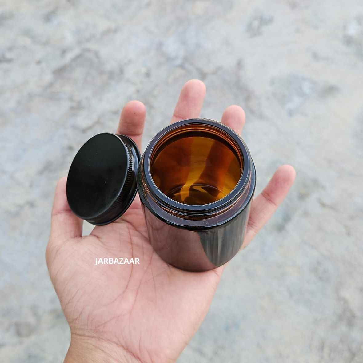 150 ML Amber Glass Jar (With Black Aluminium Screw Cap)