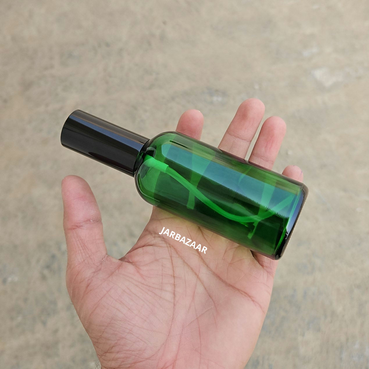 100 ml Green Glass bottle (With Premium Black Serum Pumps)