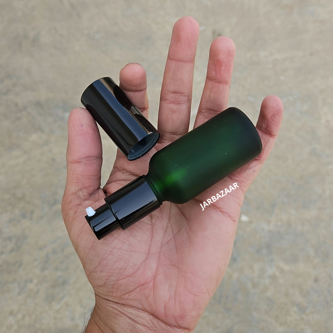 30 ml Green Frosted Glass bottle (With Premium Black Serum Pumps)