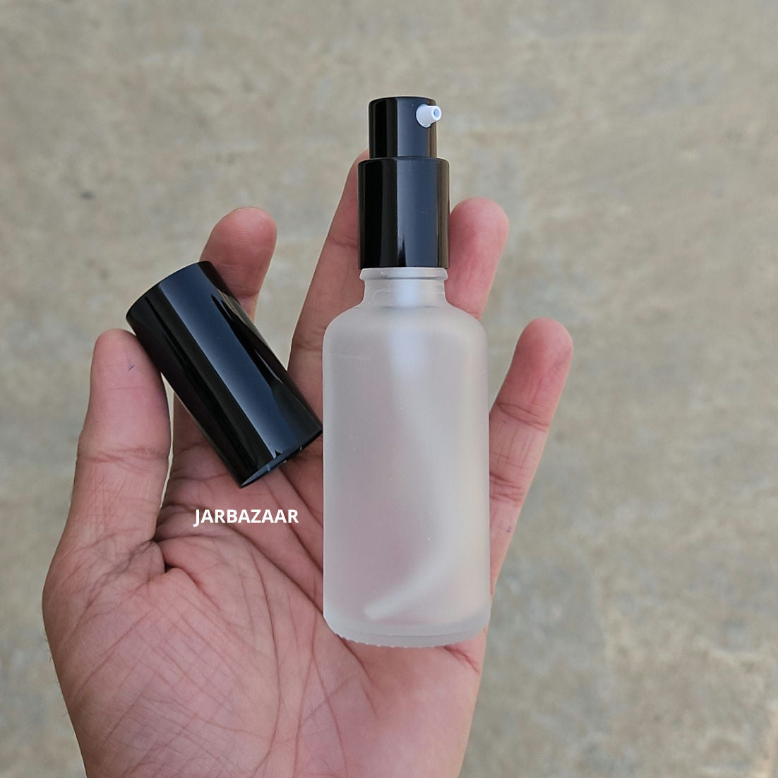 50 ML Clear Frosted Glass Bottle (With Premium Black Serum Pumps)