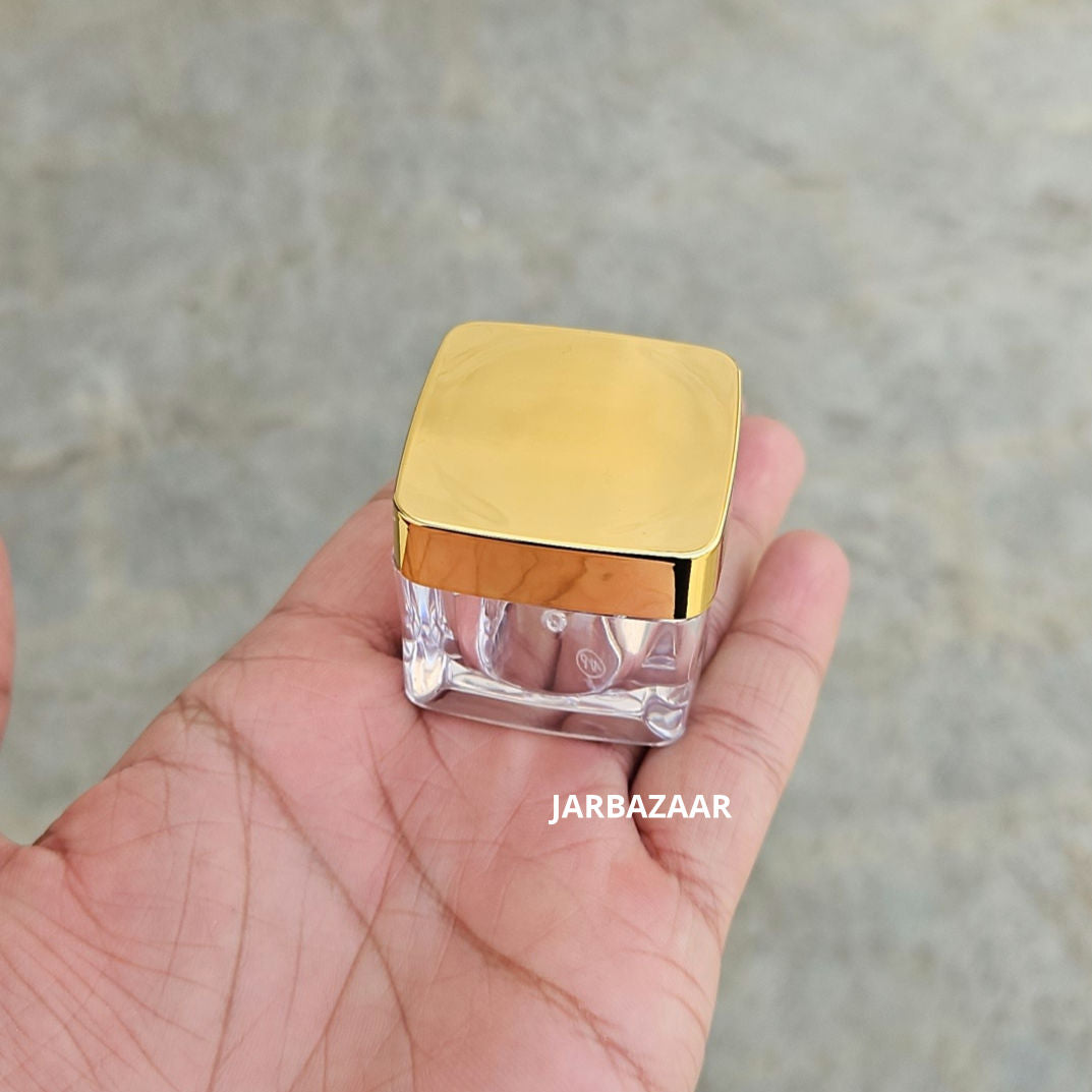 15 Gram Square Acrylic Jar (Golden Cap)