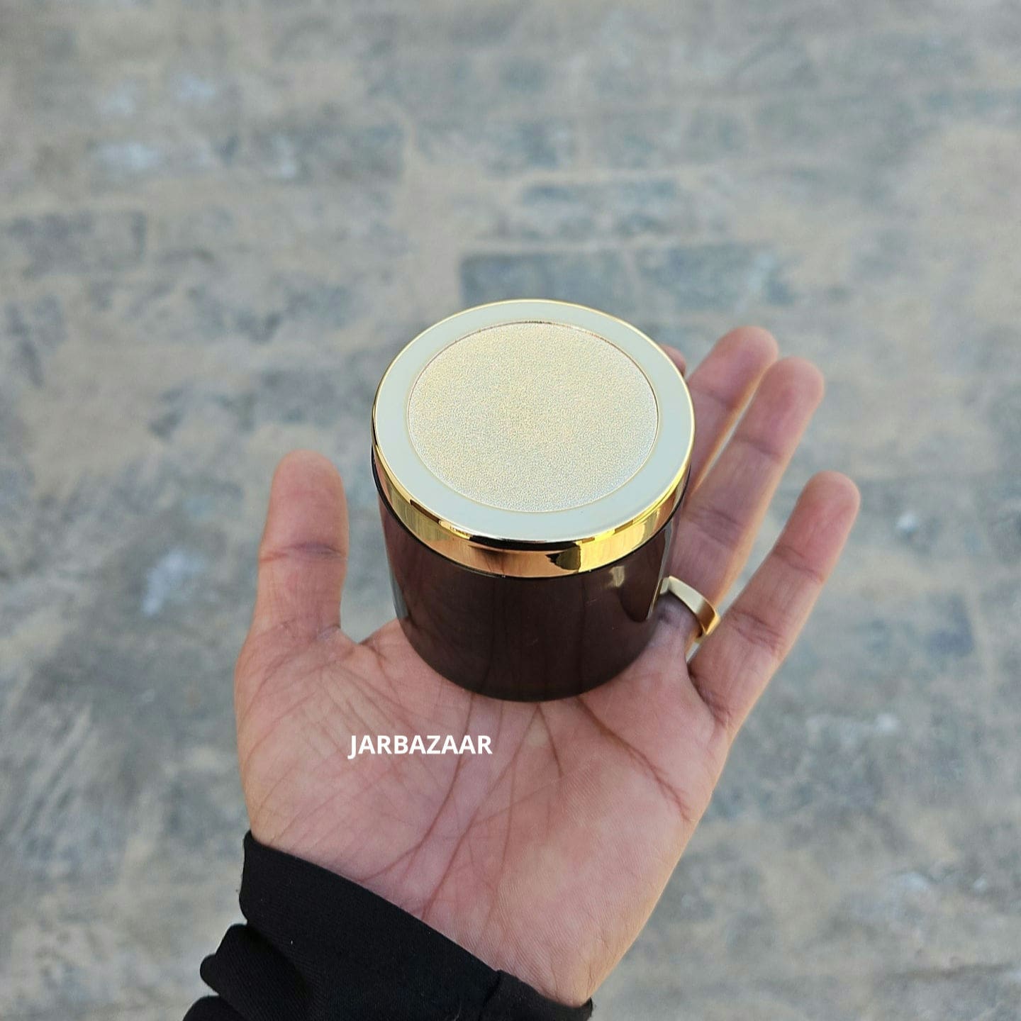 100 Gram Amber Acrylic Sanjar (Golden Cap)