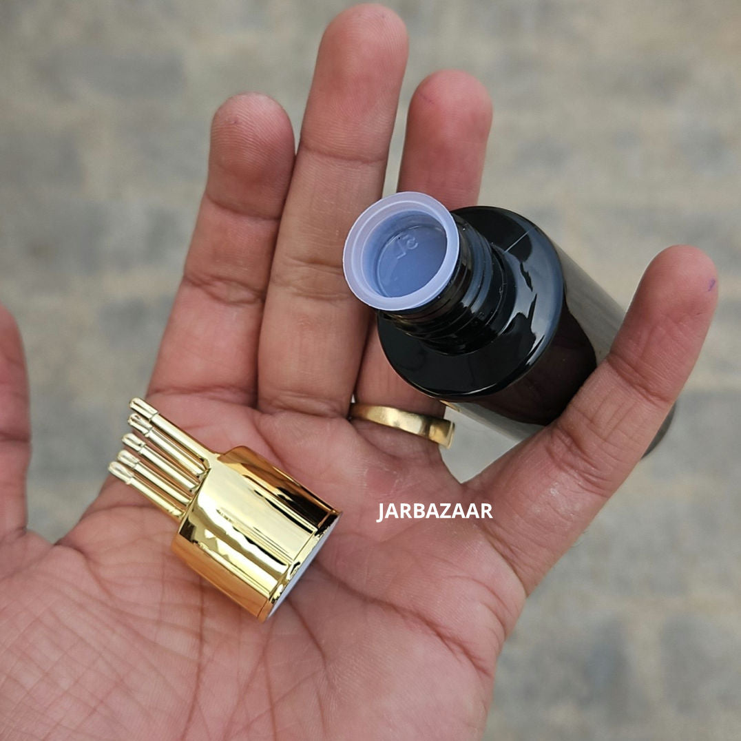 50 ML GLI Black Pet Bottle (With Golden Comb Cap)