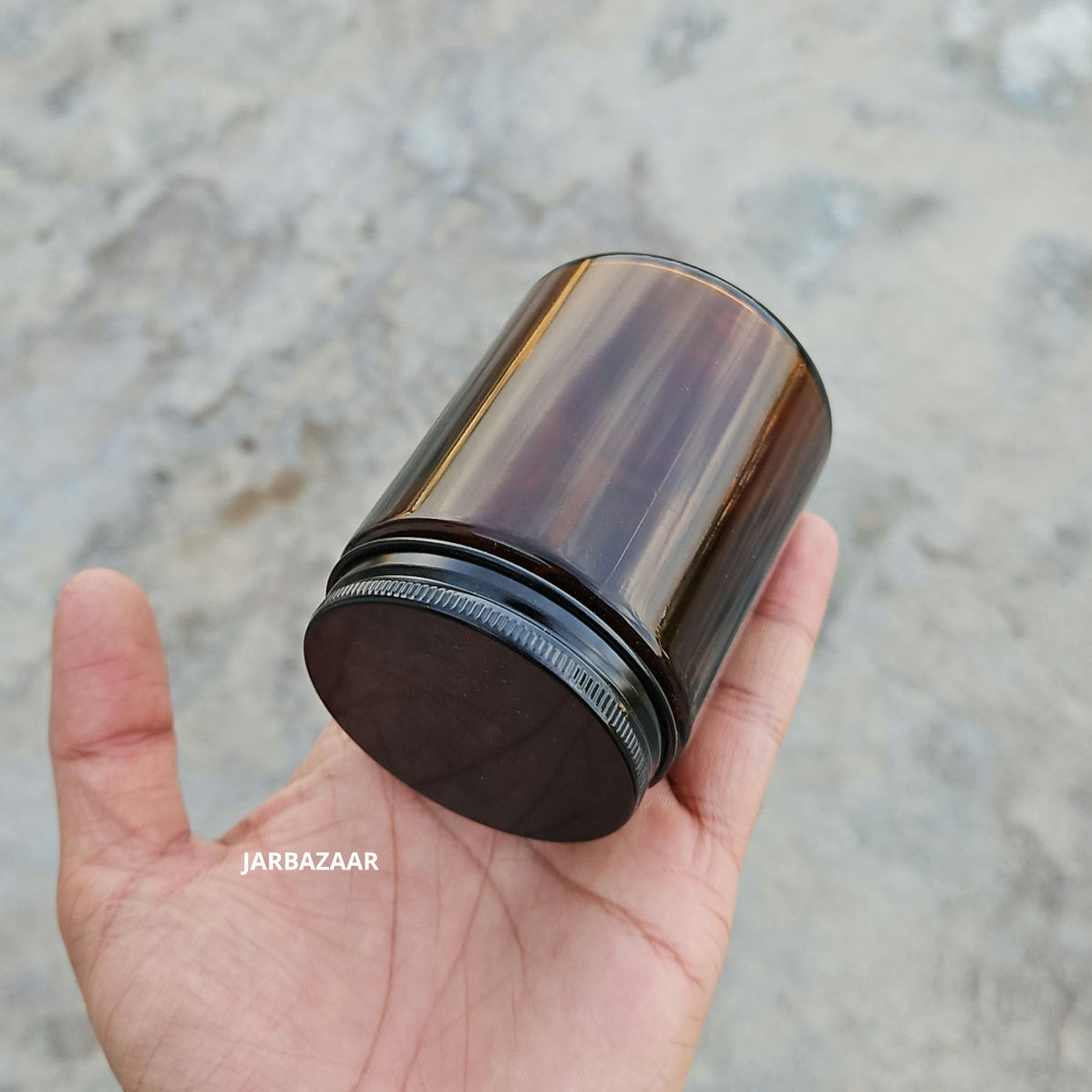 150 ML Amber Glass Jar (With Black Aluminium Screw Cap)