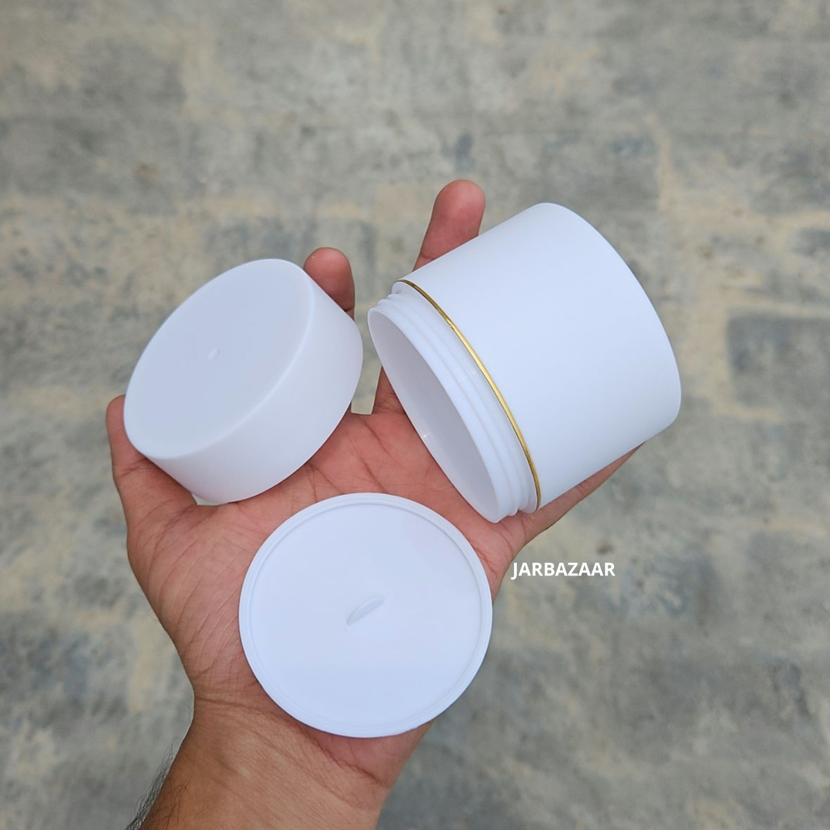 100 Gram Double Wall White Royal Jar (With Golden Lining)