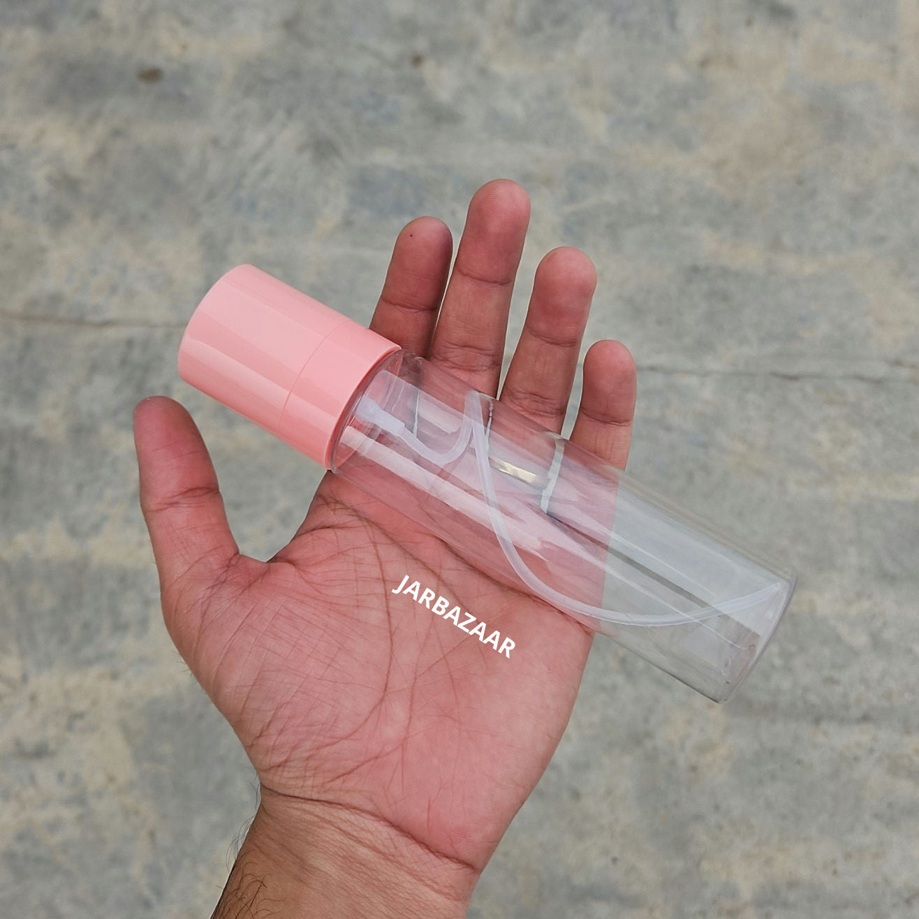 100 ML Sleek Transparent Pet Bottle (With Pink Opaque Spray Pumps)