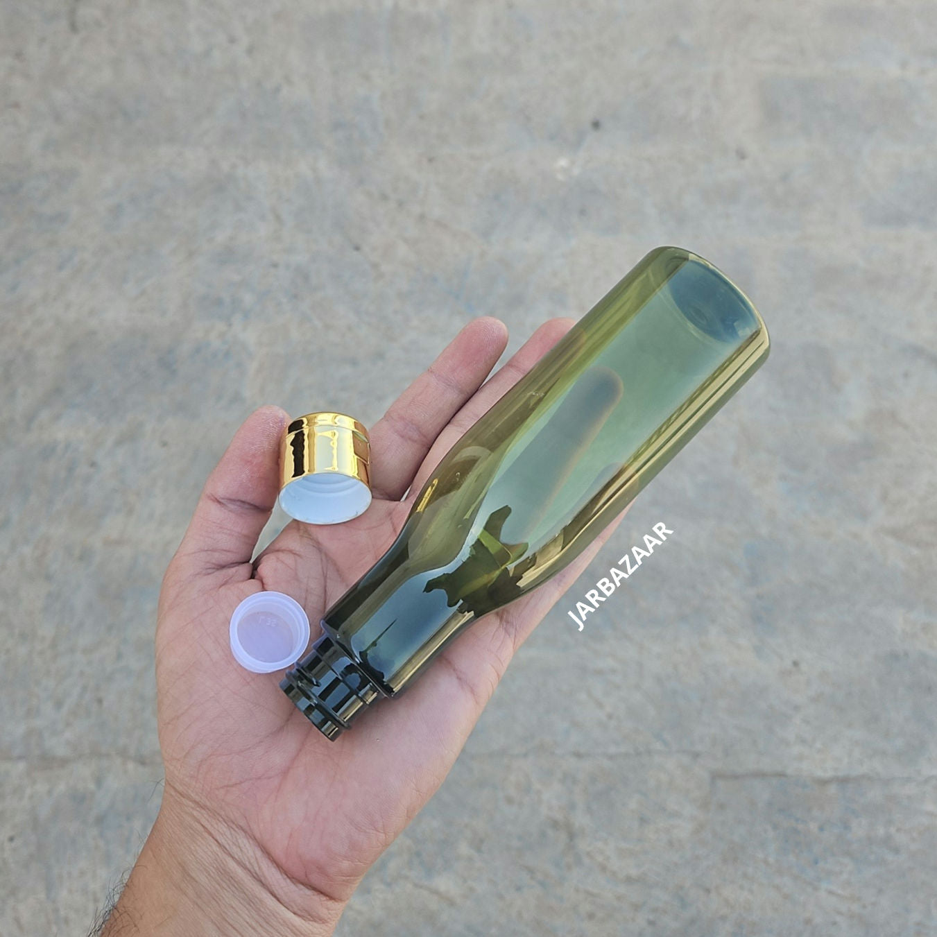 200 ML Asta Olive Green Pet Bottle (With Golden Fliptop Caps)