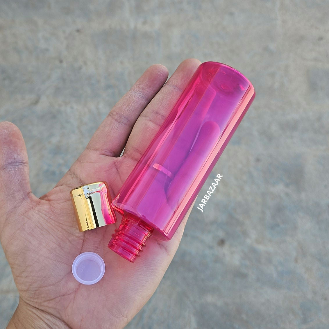 100 ML GLI Pink Pet Bottle (With Golden Fliptop Caps)