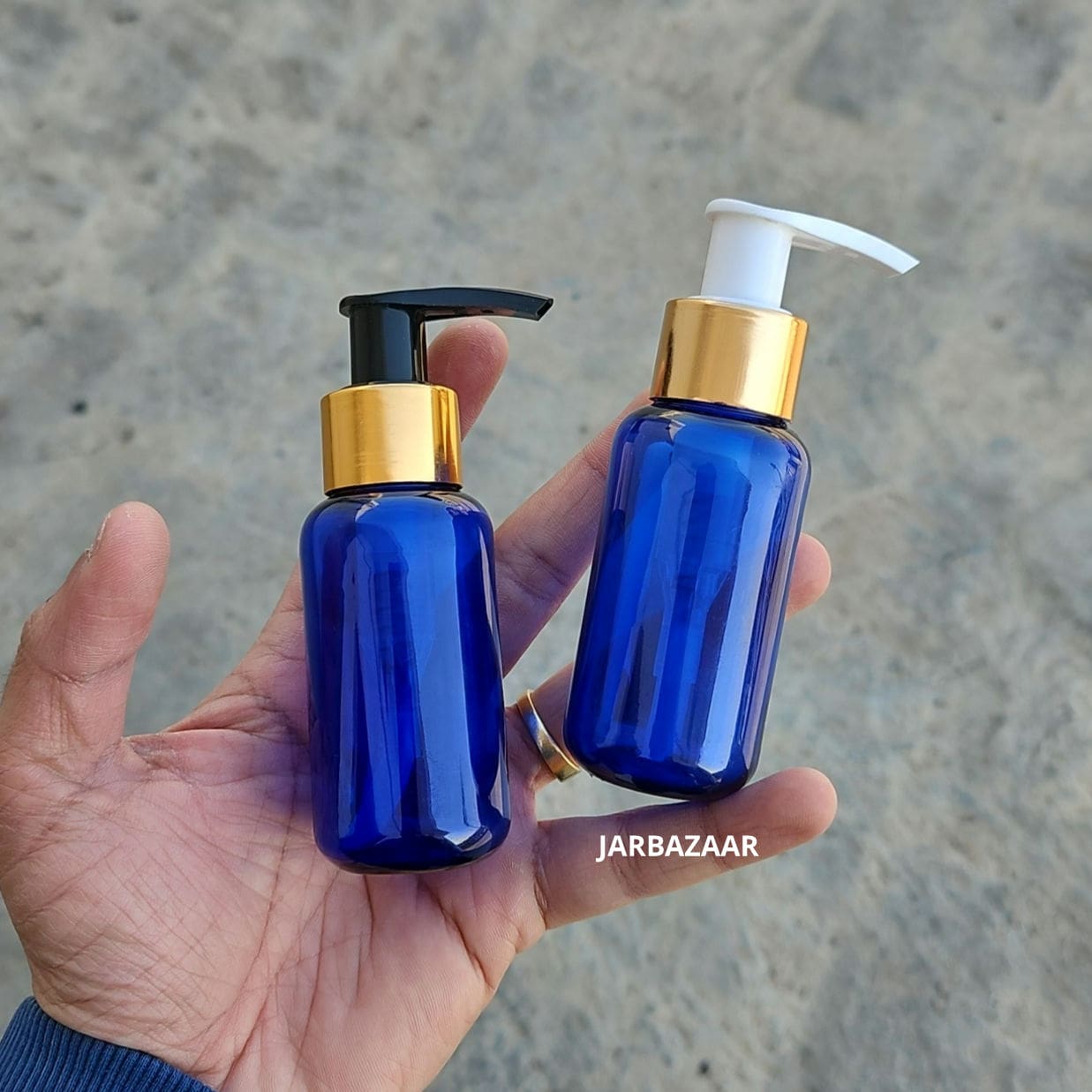 50 ML Blue Boston Dispenser Bottle (Golden Black/Golden White)