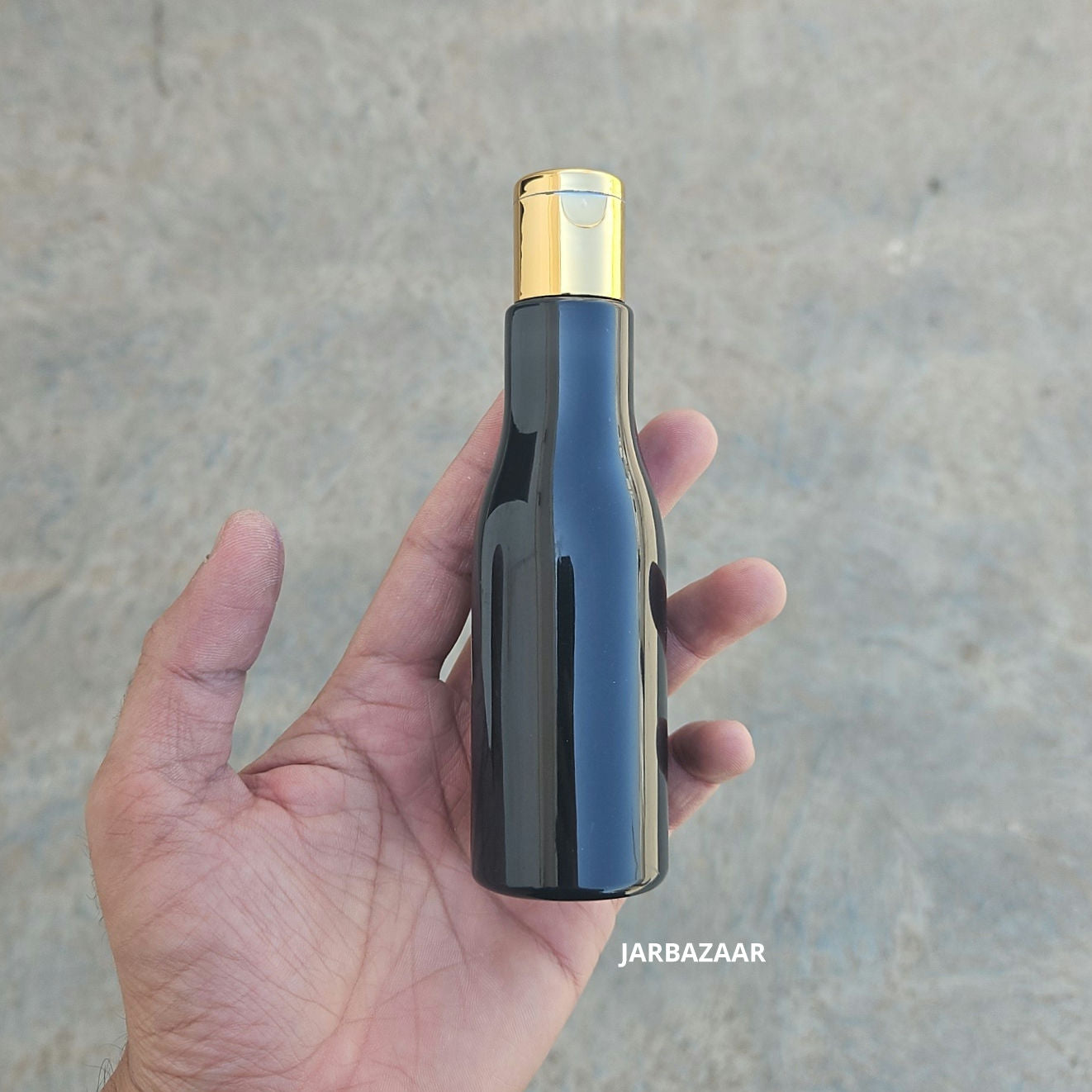 100 ML Asta Black Pet Bottle (With Golden Fliptop Caps)