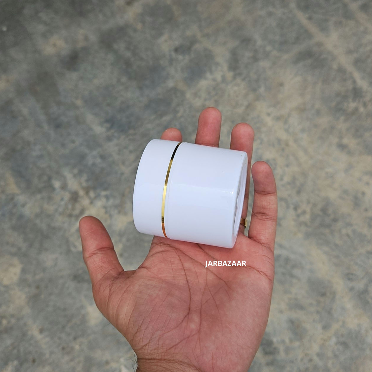 50 Gram Double Wall White Royal Jar (With Golden Lining)