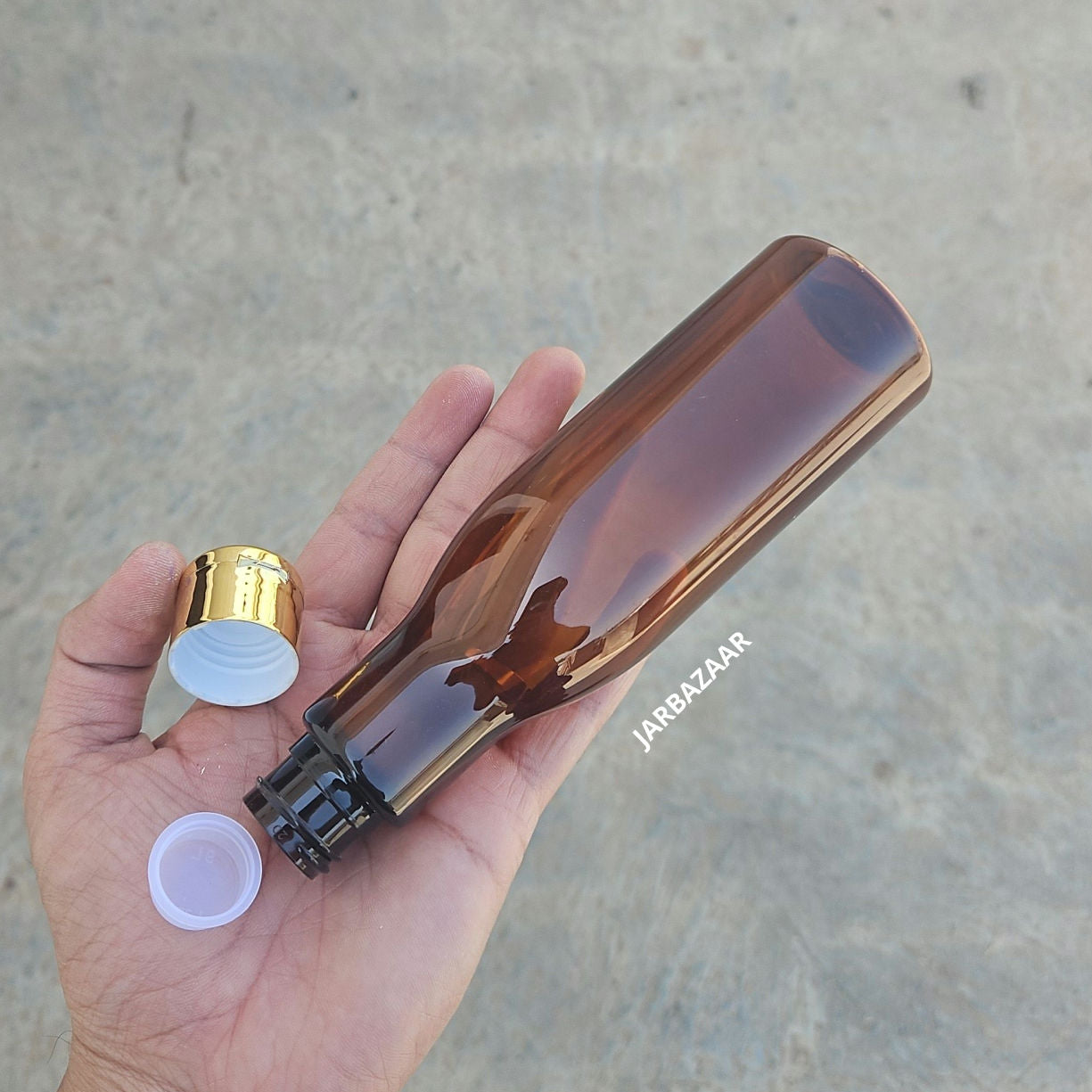 200 ML Asta Amber Pet Bottle (With Golden Fliptop Caps)