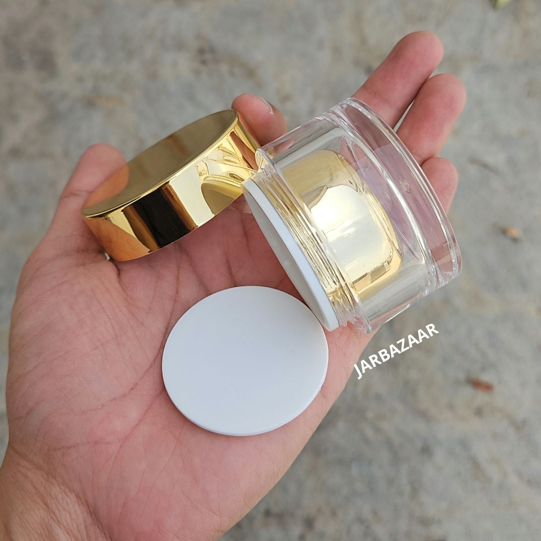 30 Gram Premium Double- Walled Golden Acrylic Cosmetic Jar