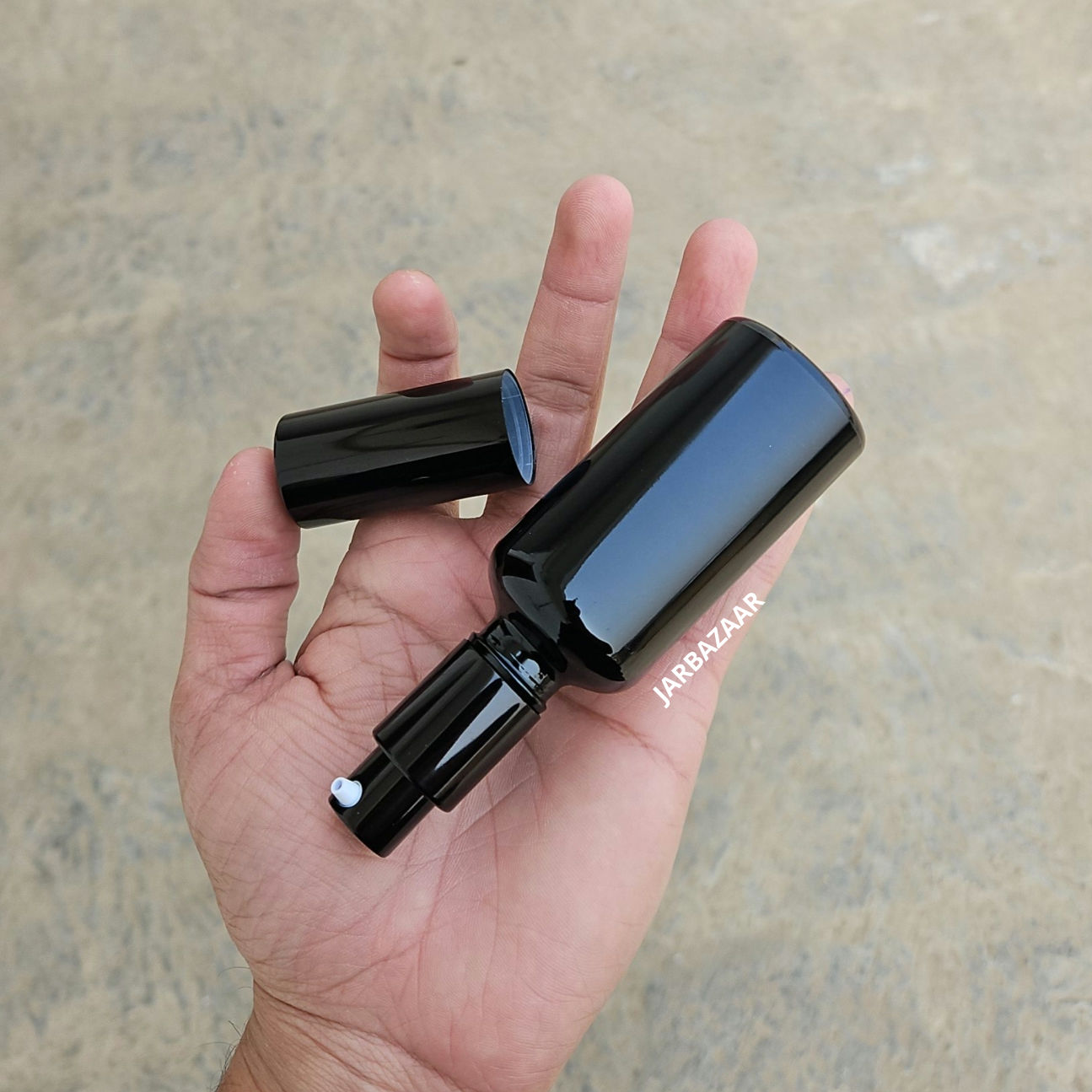 50 ml Glossy Black Glass bottle (With Premium Black Serum Pumps)