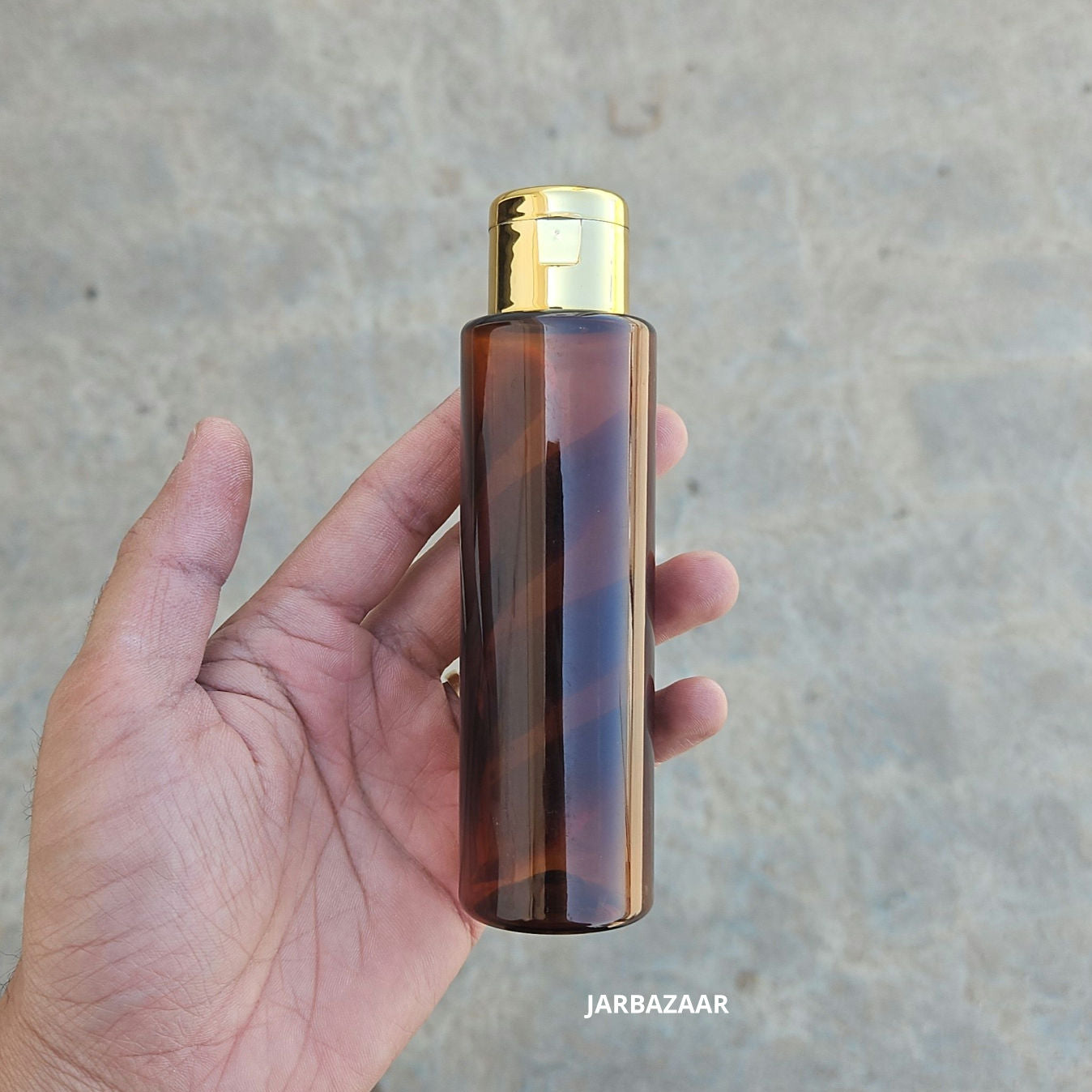 100 ML Sleek Amber Pet Bottle (With Golden Fliptop Caps)