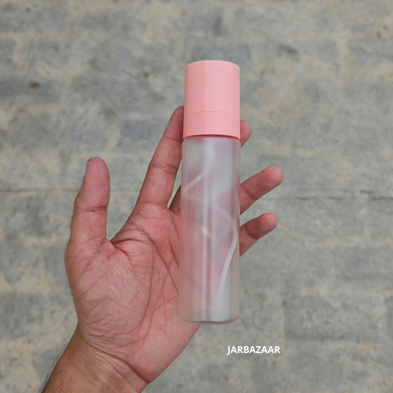 100 ML Sleek Frosted Pet Bottle (With Pink Opaque Spray Pumps)