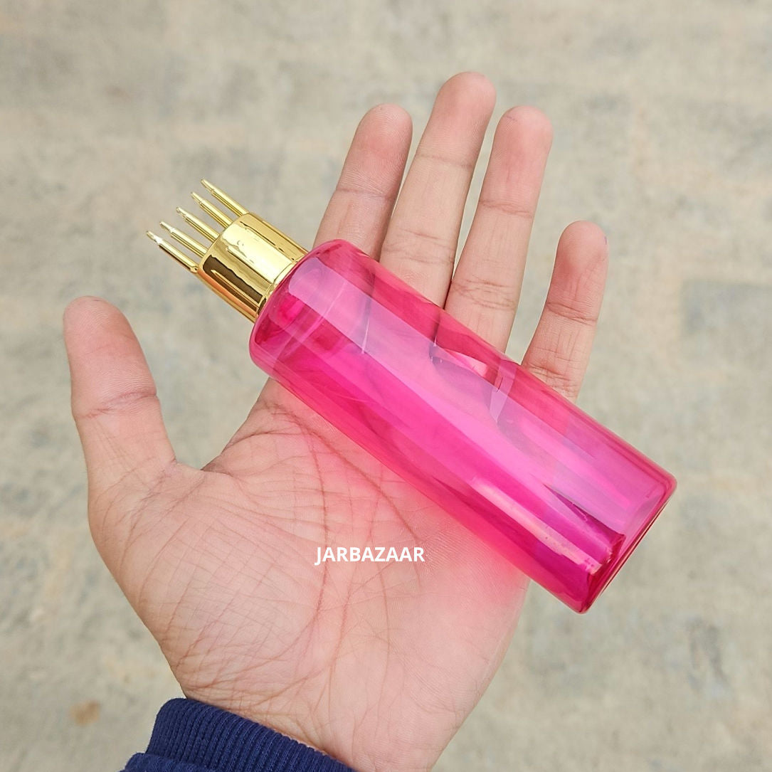 100 ML GLI Pink Pet Bottle (With Golden Comb Cap)