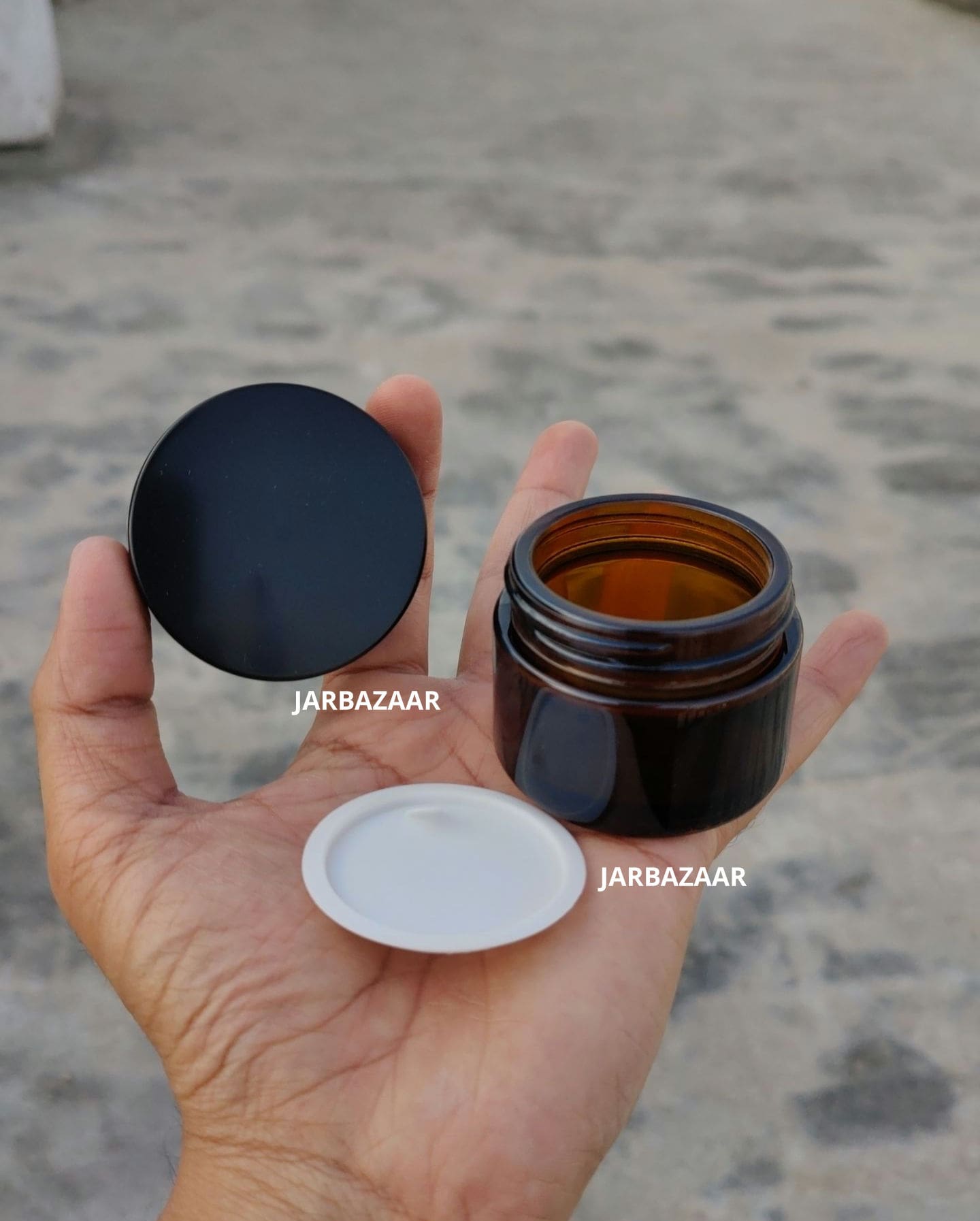 50 Gram Amber Glass Jar (Black Cap)