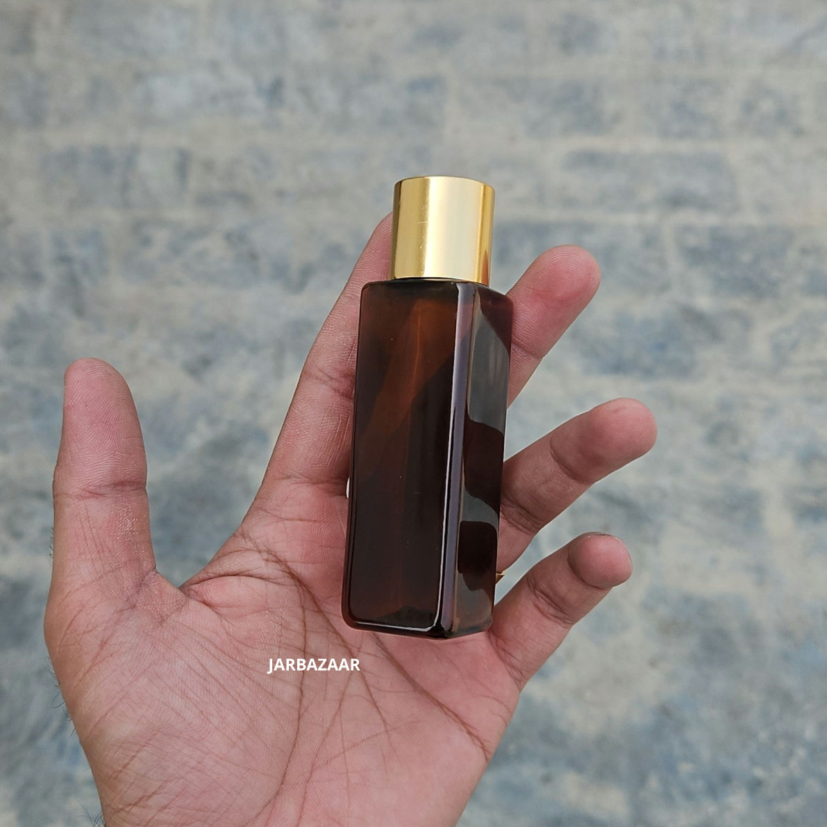 50 ml Square Amber Pet Bottle (Golden Cap)