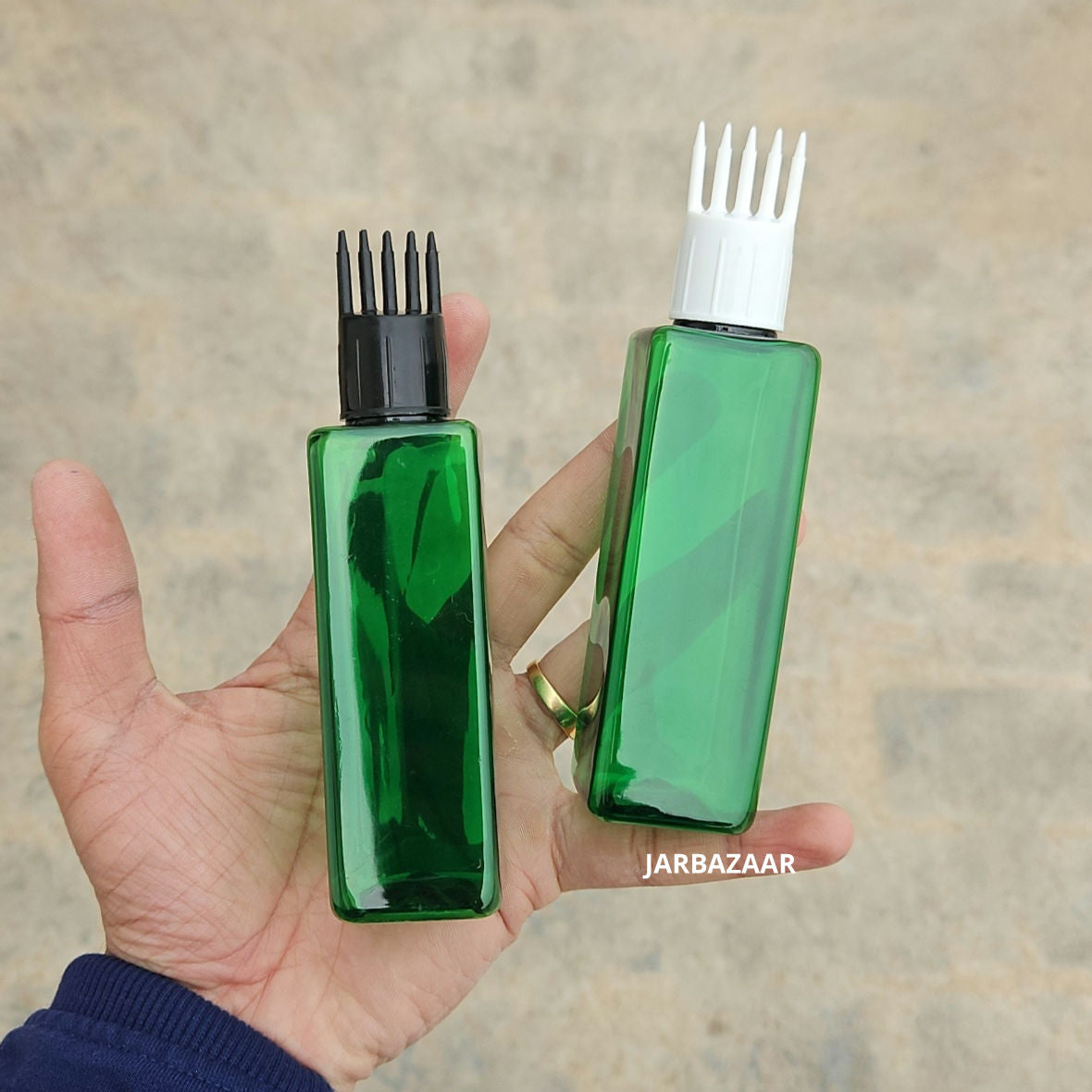 100 ML Square Green Pet Bottle (With Comb Cap)