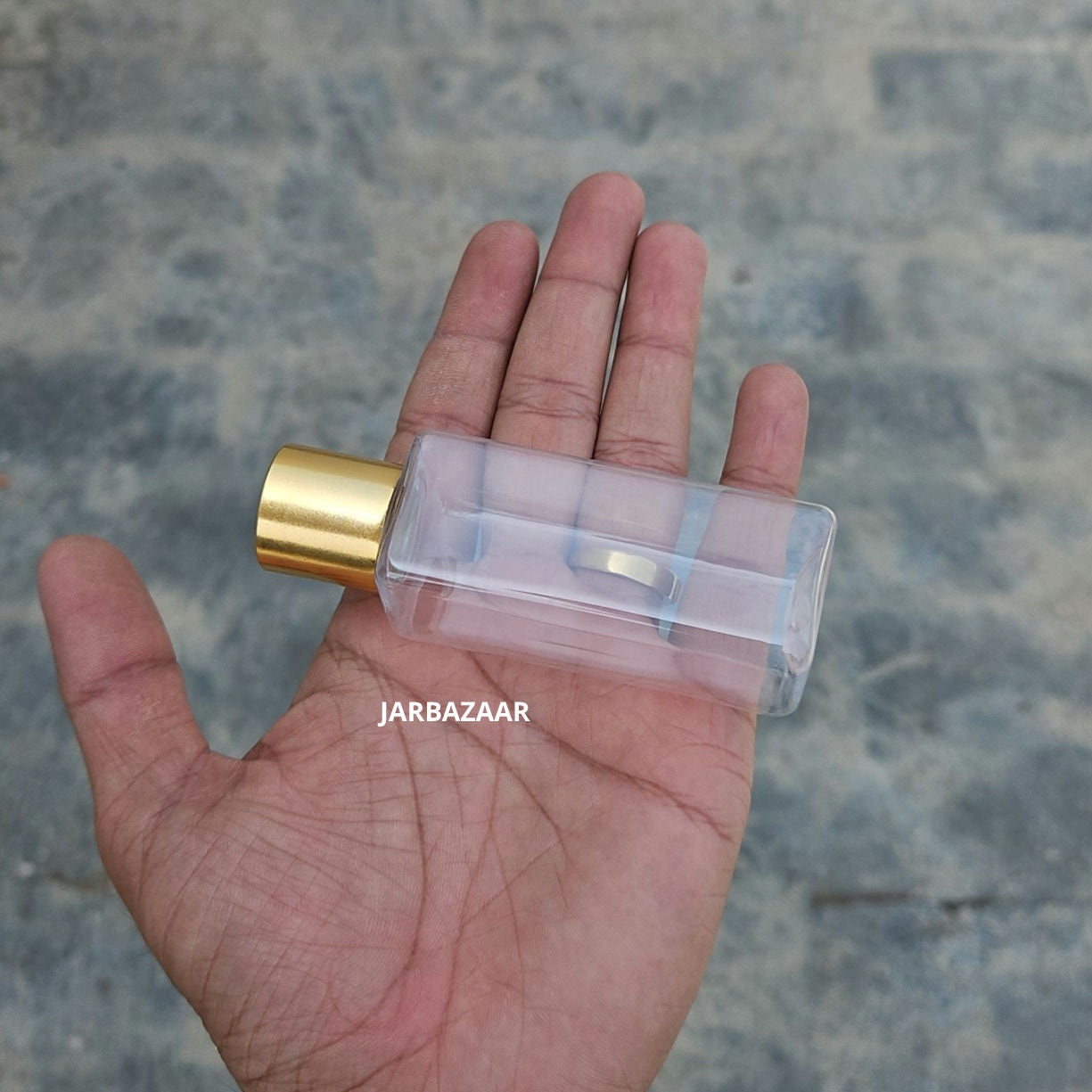 50 ml Square Clear Pet Bottle (Golden Cap)