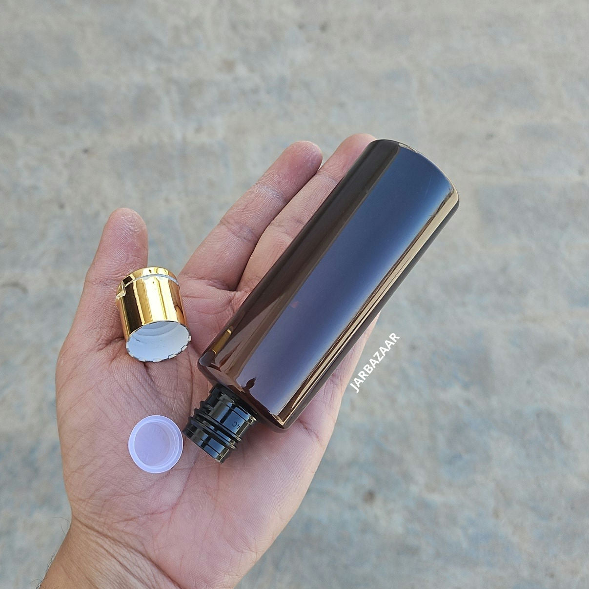 100 ML GLI Amber Pet Bottle (With Golden Fliptop Caps)