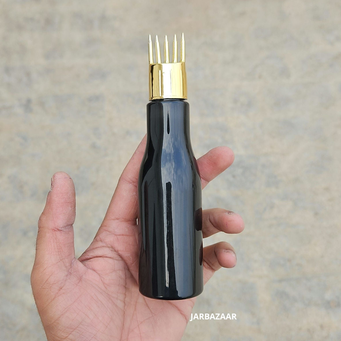 100 ML Asta Black Pet Bottle (With Golden Comb Cap)