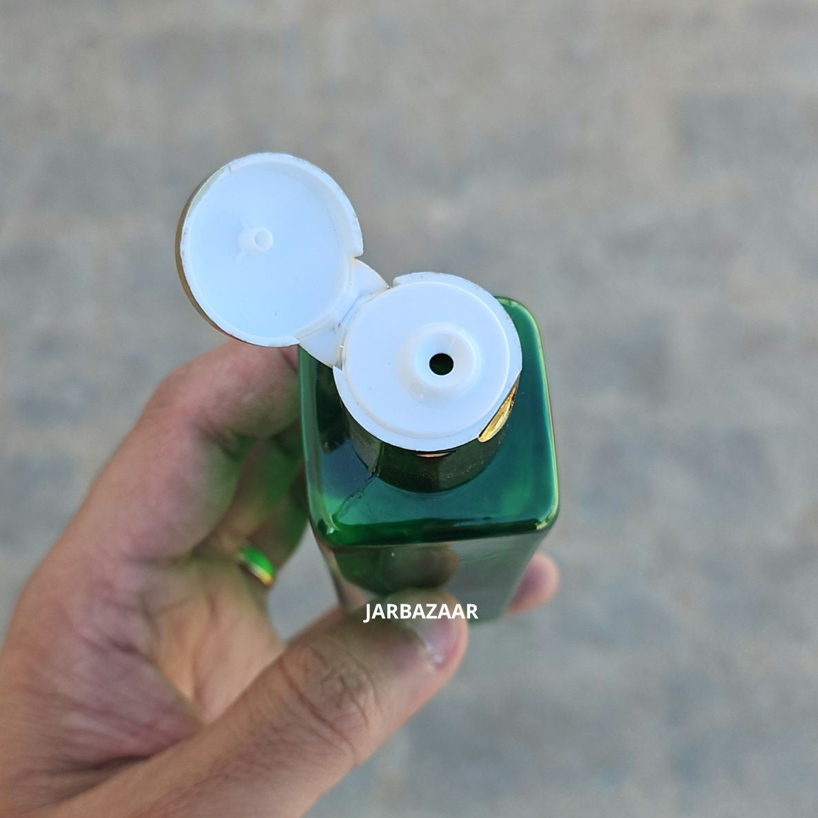 100 ML Square Green Pet Bottle (With Golden Fliptop Caps)