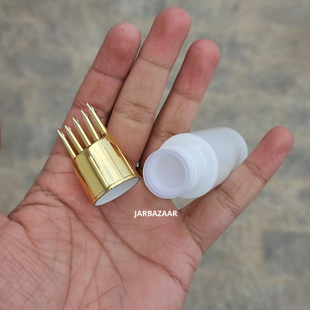 30 ML White Pet Bottle (With Golden Comb Cap)