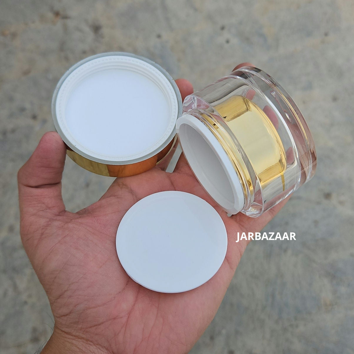 50 Gram Premium Double- Walled Golden Acrylic Cosmetic Jar