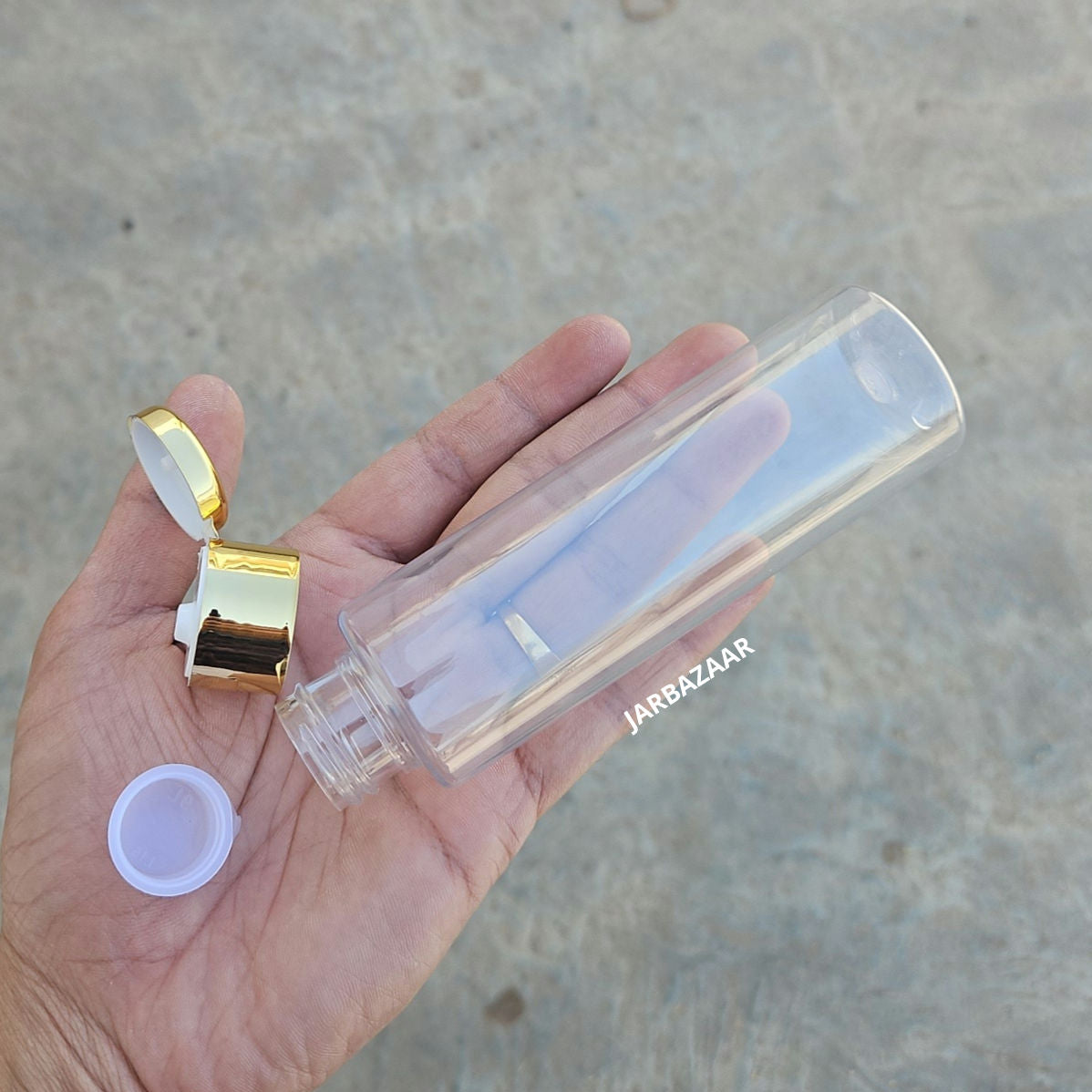 100 ML Sleek Transparent Pet Bottle (With Golden Fliptop Caps)