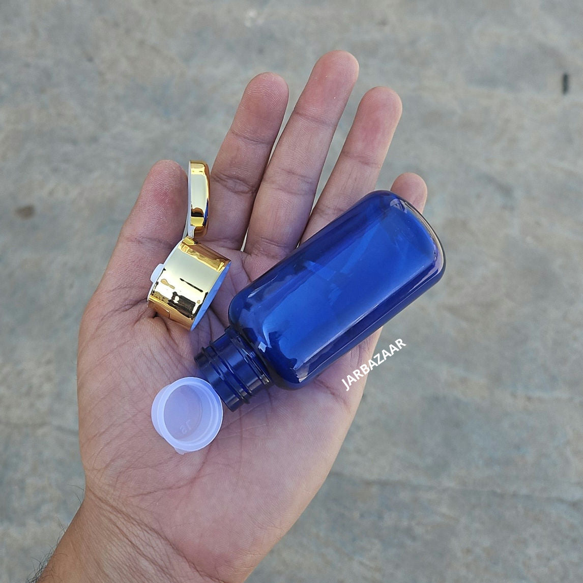 50 ML Boston Blue Pet Bottle (With Golden Fliptop Caps)