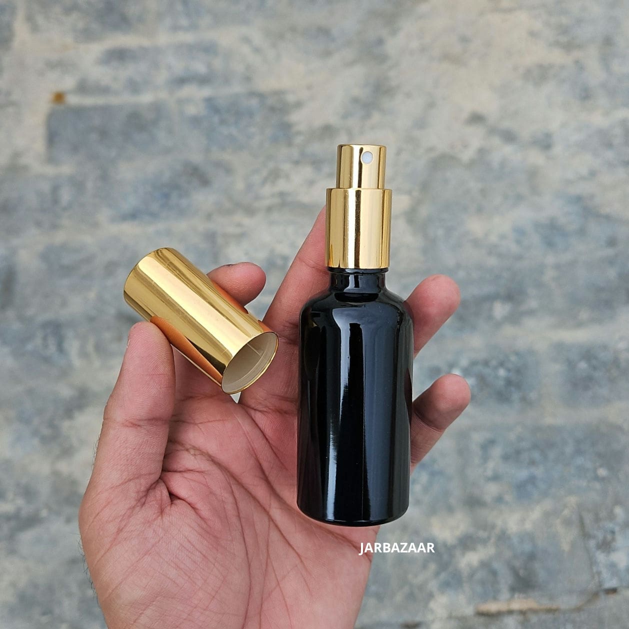 50 ML Glossy Black Glass Perfume Bottle