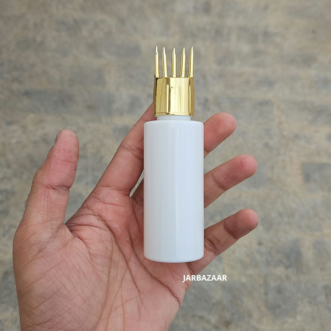 50 ML GLI White Pet Bottle (With Golden Comb Cap)