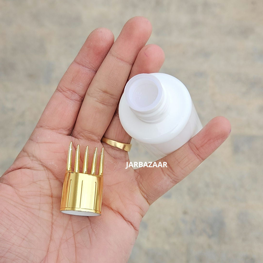100 ML GLI White Pet Bottle (With Golden Comb Cap)