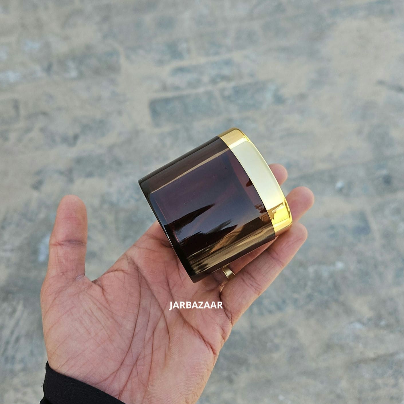 100 Gram Amber Acrylic Sanjar (Golden Cap)