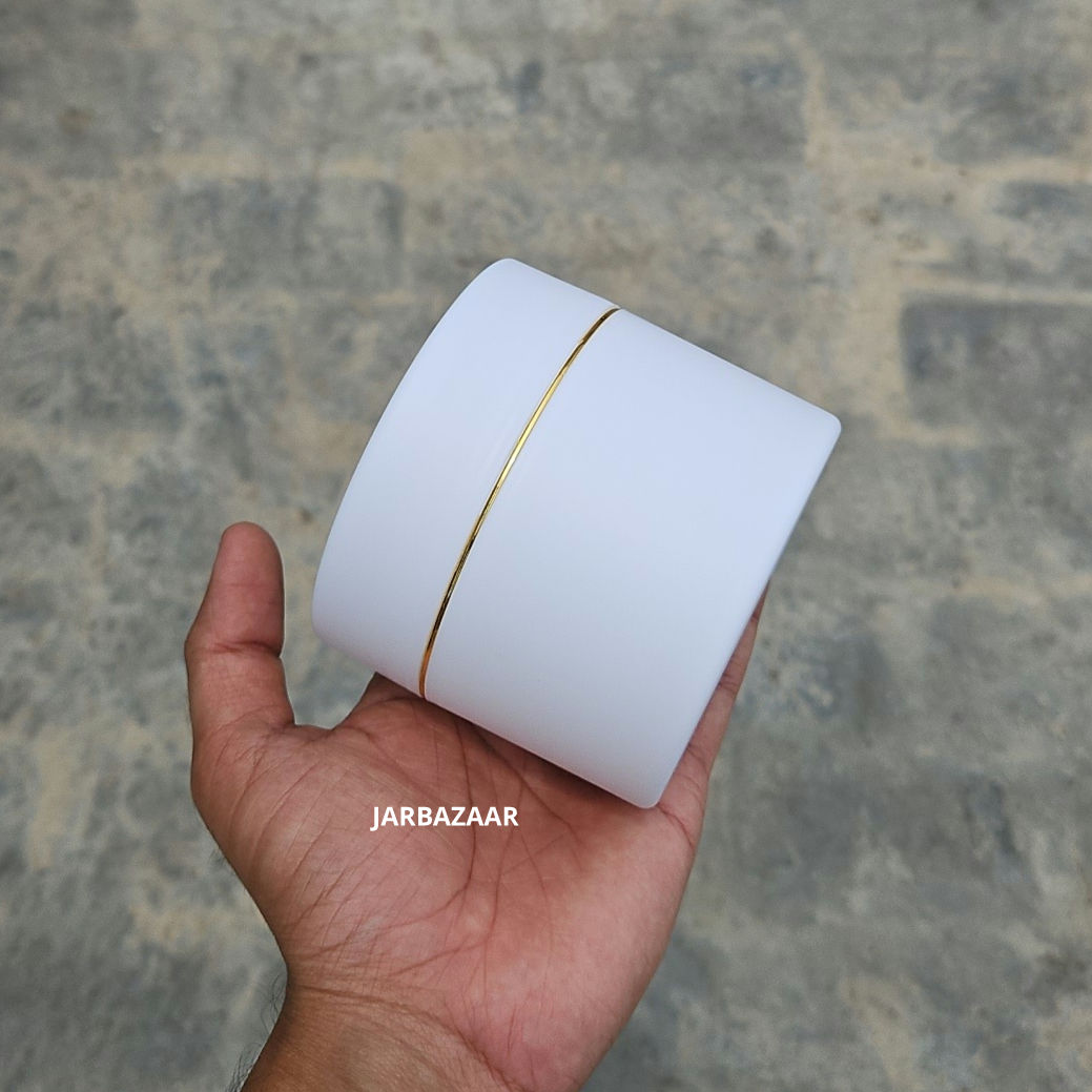 200 Gram Double Wall White Royal Jar (With Golden Lining)